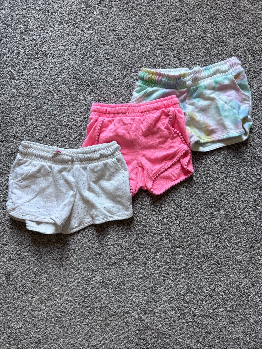 Cat & Jack Girls' 3-Pack Pull-On Shorts - White, Pink, Pastel Tie-Dye